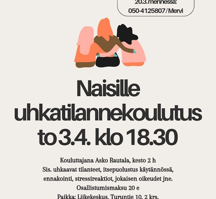 Naisille uhkatilannekoulutus 3.4.2025 klo 18.30