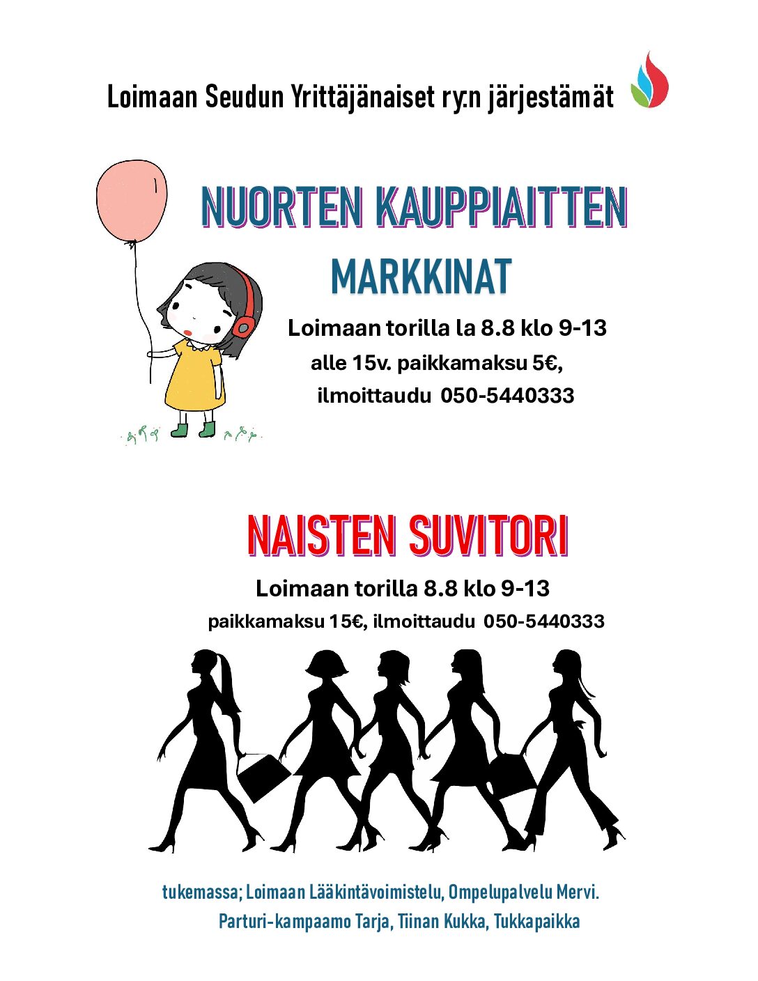 Naisten Suvitori ja Nuorten kauppiaitten Markkinat 8.8.2026